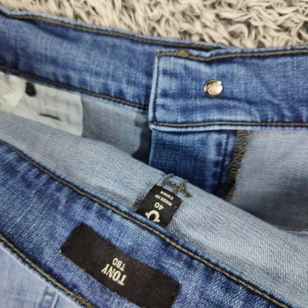 True Religion Mens Y2K Tony TBD Streetwear Skinny Jeans 40 Blue Faded Denim